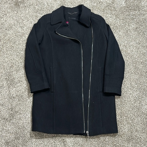 Worthington asymmetrical wool front zip coat. Black. Small. Like new. - Picture 3 of 13